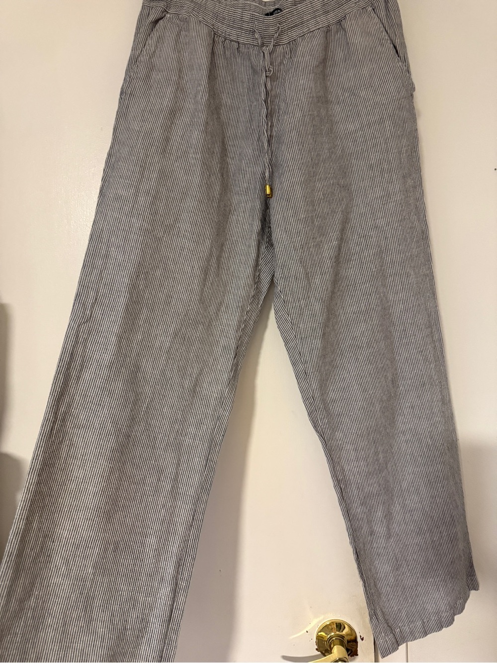 Ellen Tracy Gray Pinstripe Relaxed Drawstring Jeans